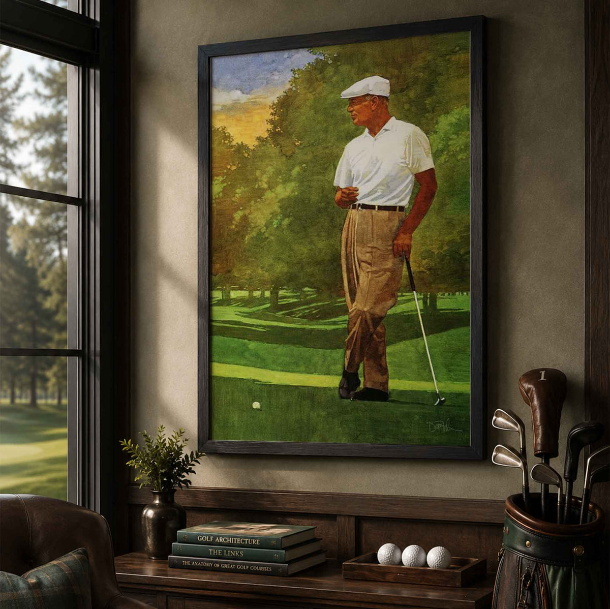 Retro Ben Hogan Painting Vintage Golf Poster | Retro Golf Wall Art Decor