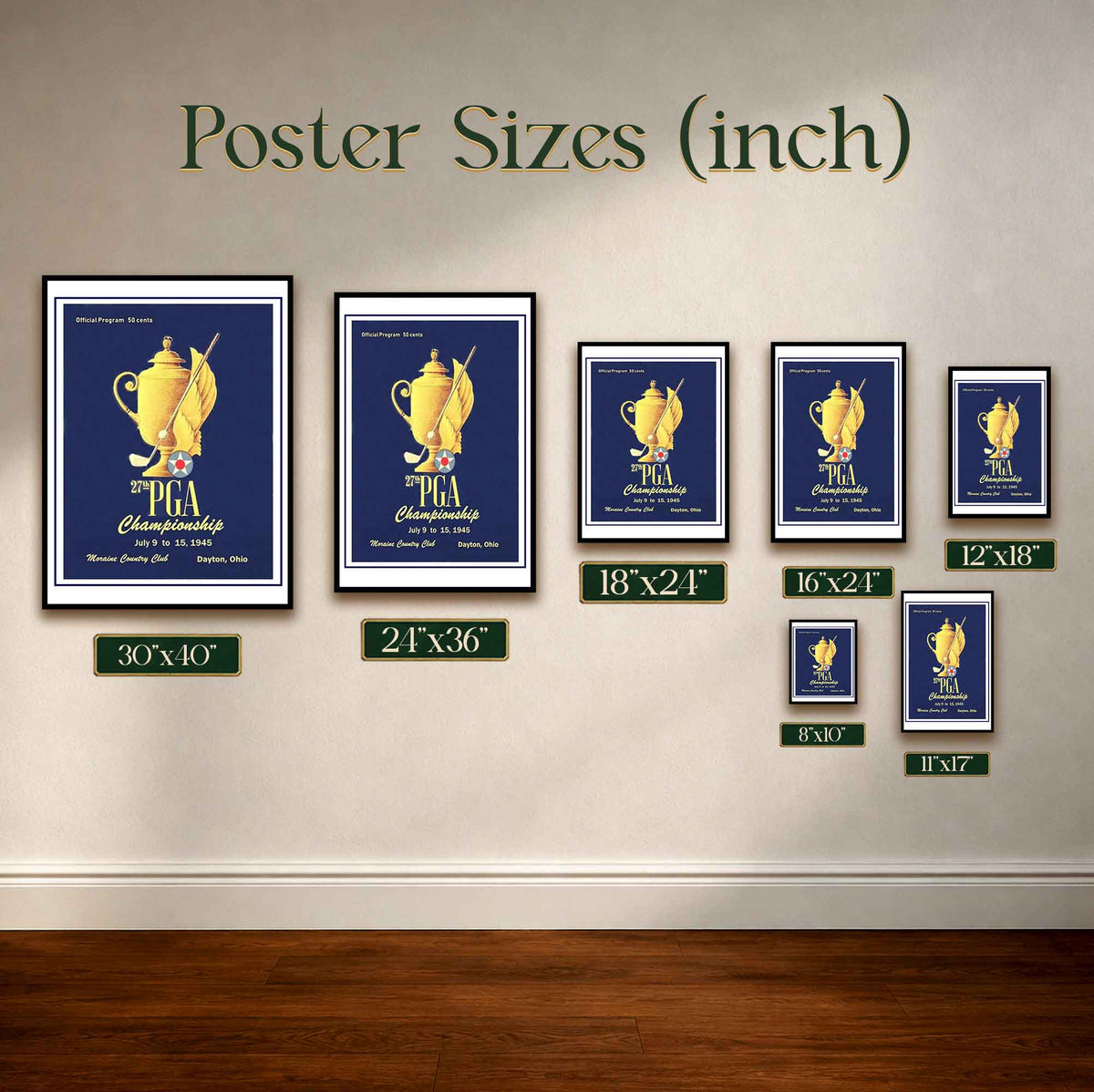 Vintage 1945 PGA Championship Vintage Golf Poster | Retro Golf Wall Art Decor