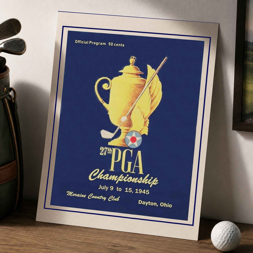 Vintage 1945 PGA Championship Vintage Golf Poster | Retro Golf Wall Art Decor