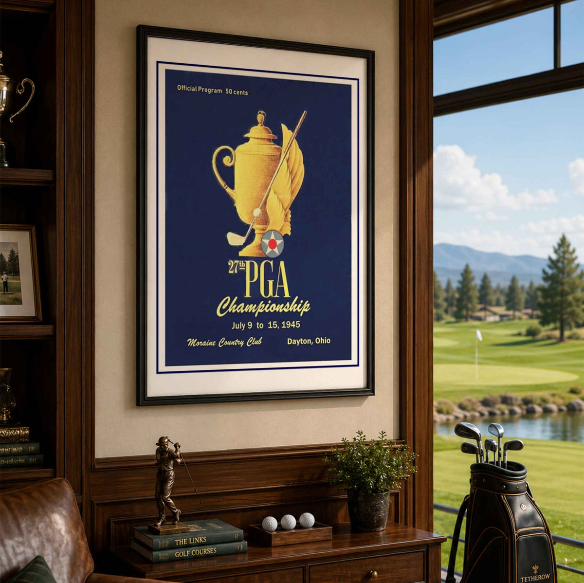 Vintage 1945 PGA Championship Vintage Golf Poster | Retro Golf Wall Art Decor