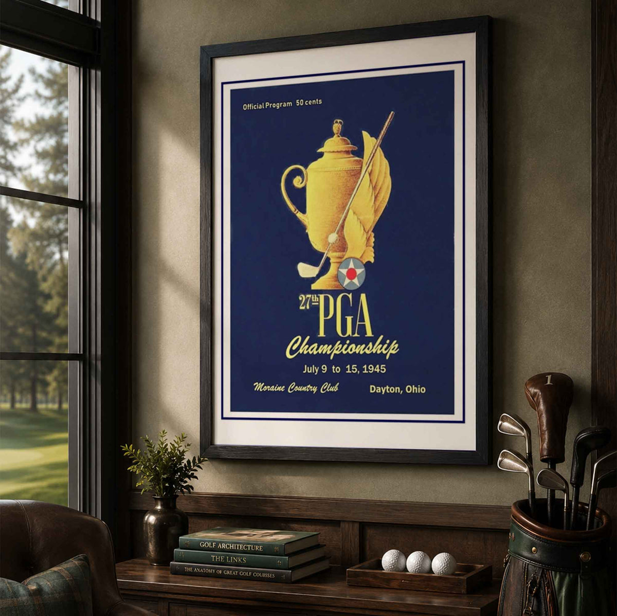 Vintage 1945 PGA Championship Vintage Golf Poster | Retro Golf Wall Art Decor