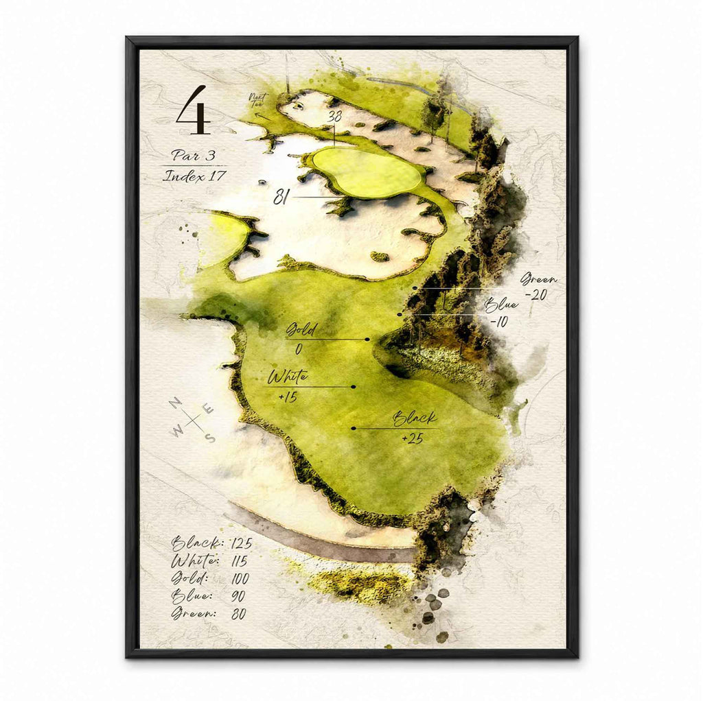 Retro Golf Course Yardage Book Map retro golf art print