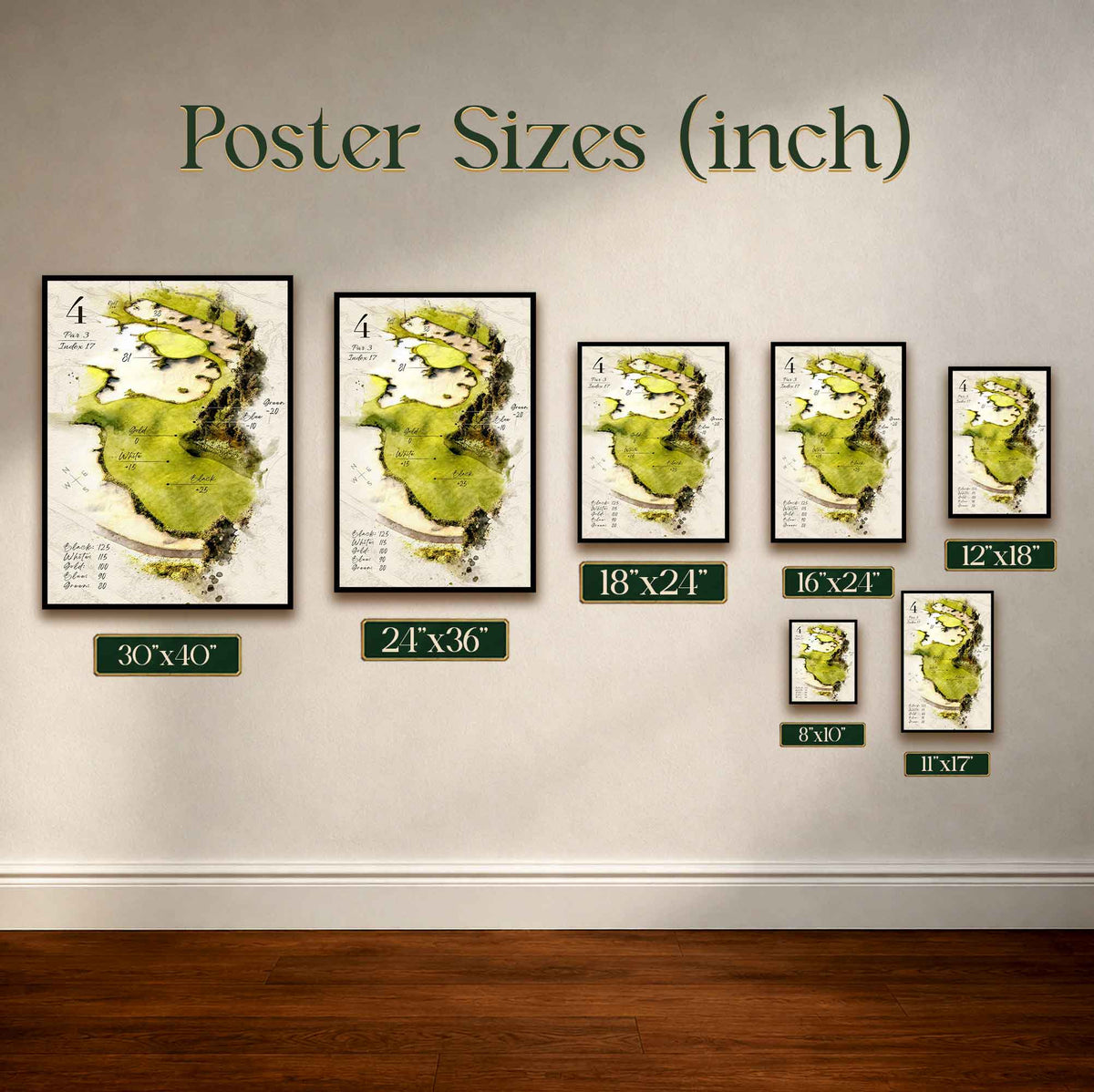 Retro Golf Course Yardage Book Map Vintage Golf Poster | Retro Golf Wall Art Decor