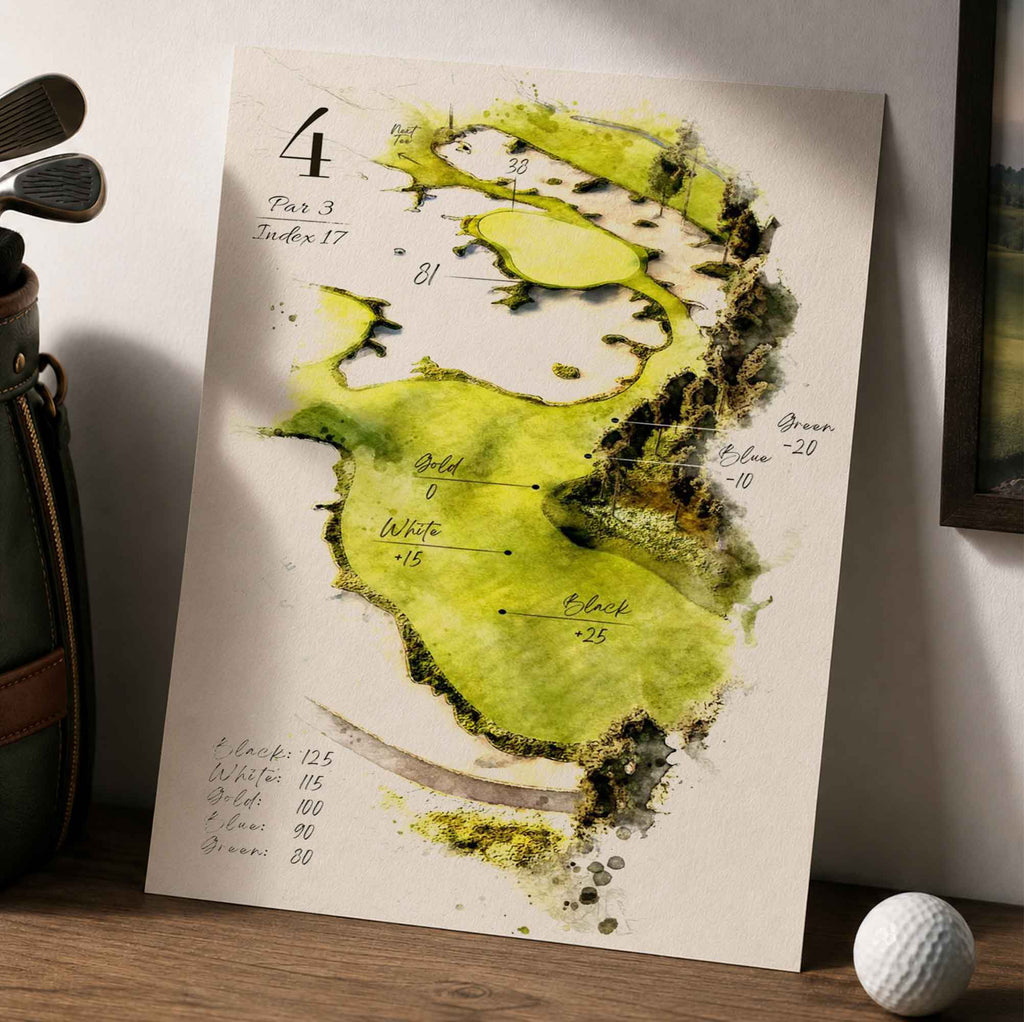 Retro Golf Course Yardage Book Map Vintage Golf Poster | Retro Golf Wall Art Decor