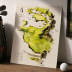 Retro Golf Course Yardage Book Map Vintage Golf Poster | Retro Golf Wall Art Decor