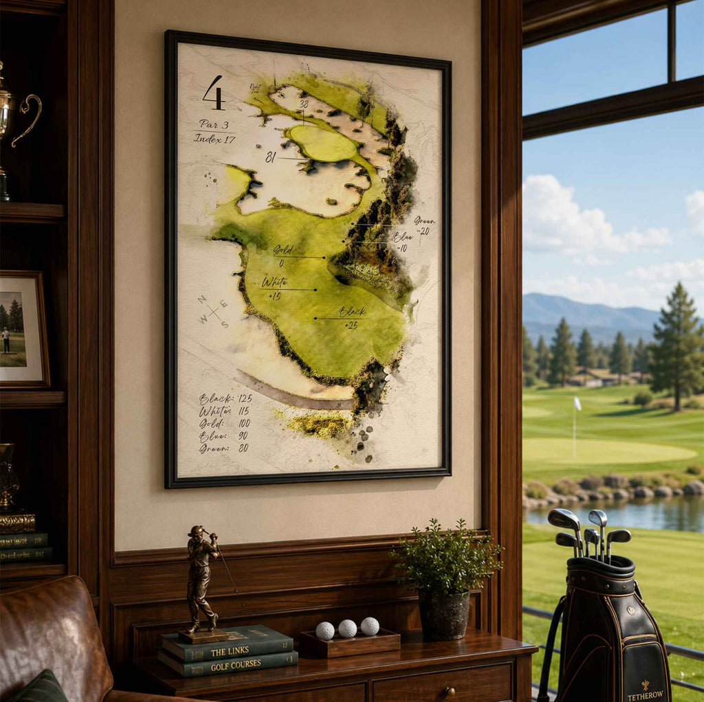Retro Golf Course Yardage Book Map Vintage Golf Poster | Retro Golf Wall Art Decor