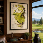 Retro Golf Course Yardage Book Map Vintage Golf Poster | Retro Golf Wall Art Decor