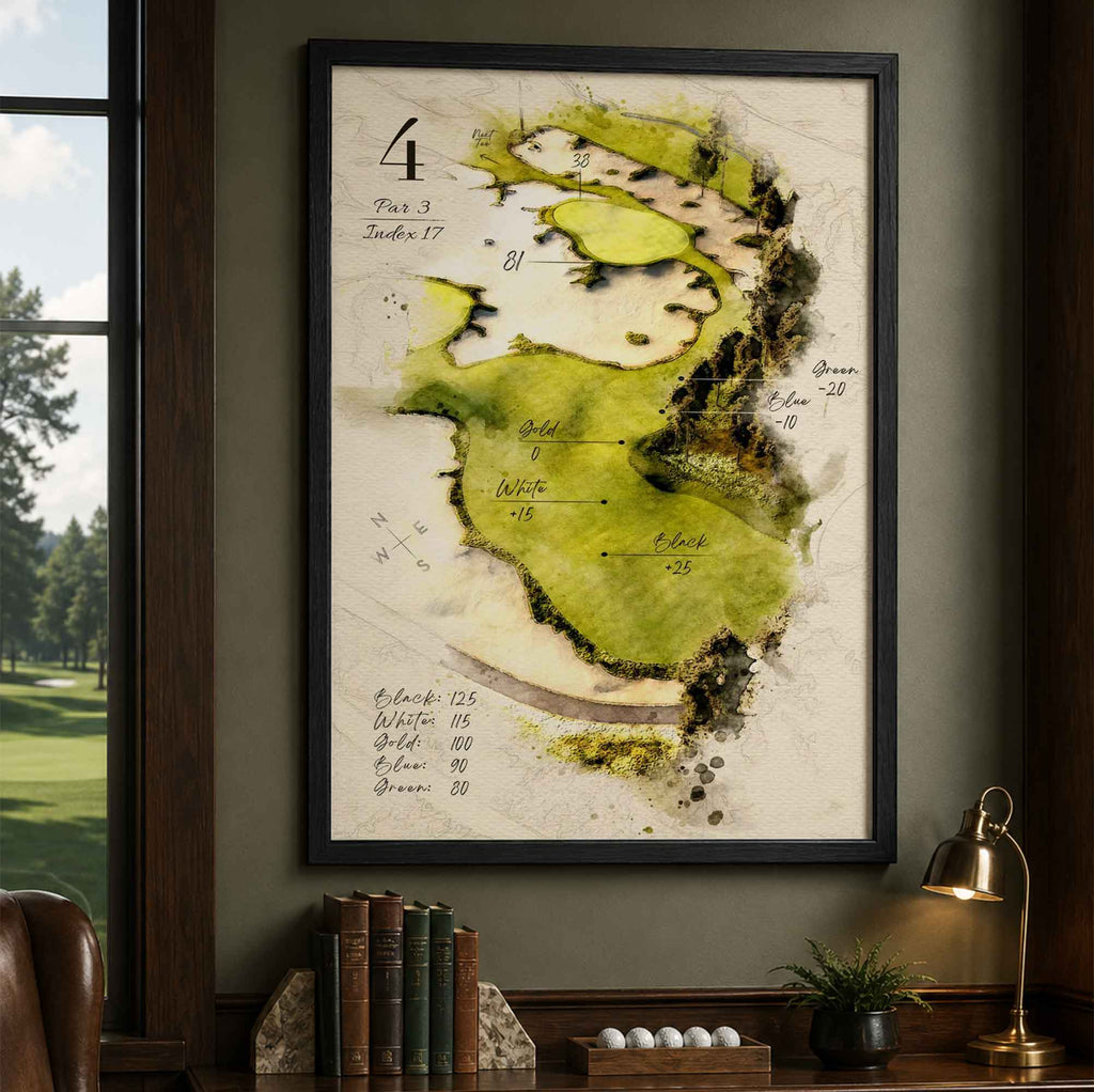 Retro Golf Course Yardage Book Map Vintage Golf Poster | Retro Golf Wall Art Decor