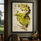Retro Golf Course Yardage Book Map Vintage Golf Poster | Retro Golf Wall Art Decor