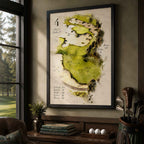 Retro Golf Course Yardage Book Map Vintage Golf Poster | Retro Golf Wall Art Decor