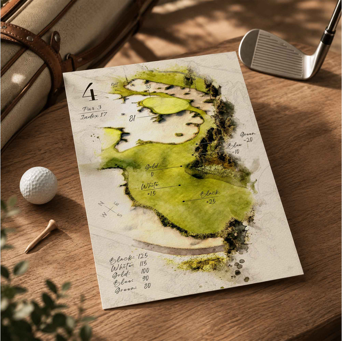 Retro Golf Course Yardage Book Map Vintage Golf Poster | Retro Golf Wall Art Decor
