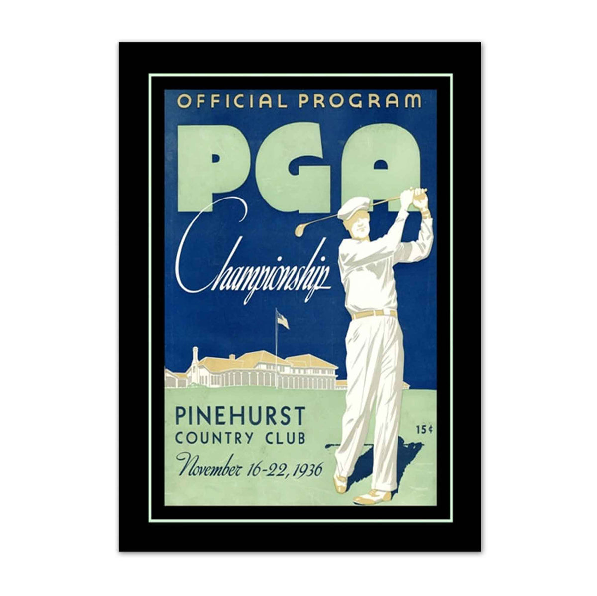Vintage 1936 PGA Championship vintage golf poster, retro golf wall art