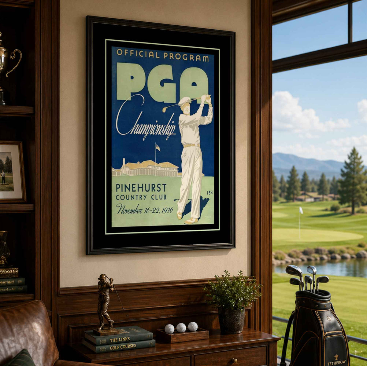 Vintage 1936 PGA Championship Vintage Golf Poster | Retro Golf Wall Art Decor