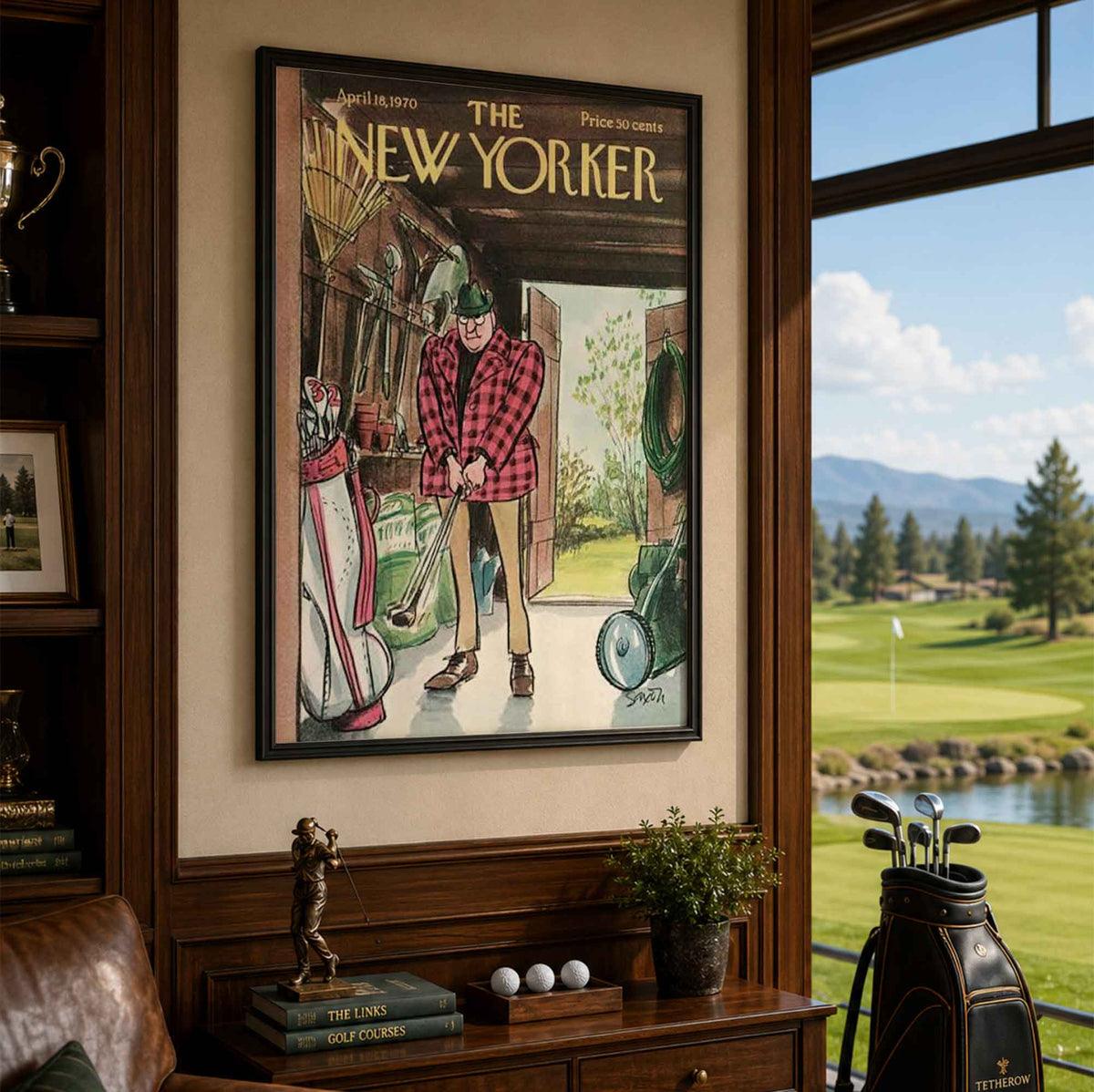 Classic The New Yorker Golf Magazine Vintage Golf Poster | Retro Golf Wall Art Decor