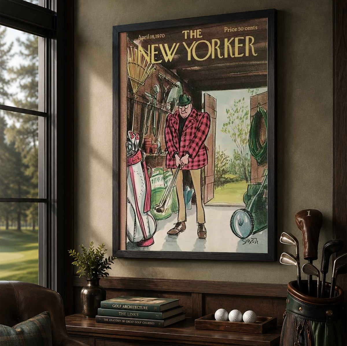 Classic The New Yorker Golf Magazine Vintage Golf Poster | Retro Golf Wall Art Decor