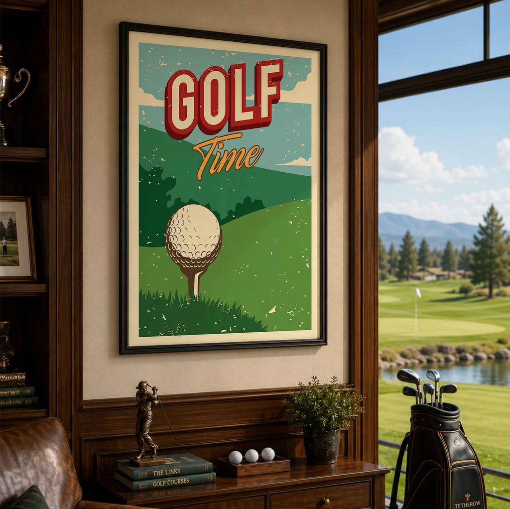 Vintage Golf Time Vintage Golf Poster | Retro Golf Wall Art Decor