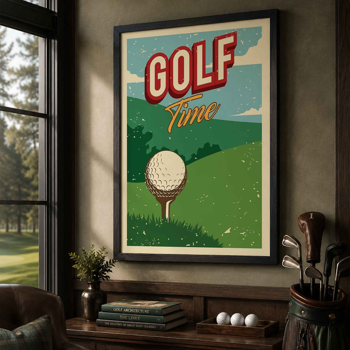 Vintage Golf Time Vintage Golf Poster | Retro Golf Wall Art Decor