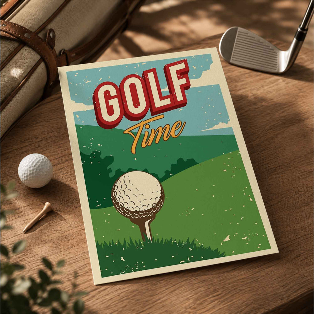 Vintage Golf Time Vintage Golf Poster | Retro Golf Wall Art Decor