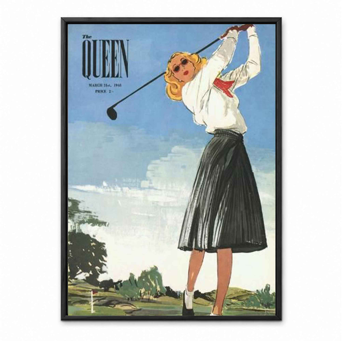 Vintage The Queen Magazine retro golf art print