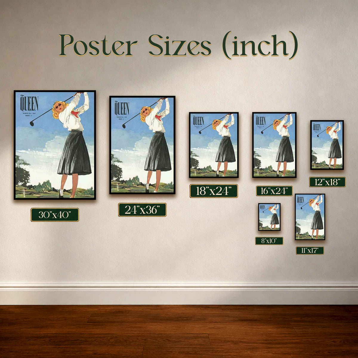 Vintage The Queen Magazine Vintage Golf Poster | Retro Golf Wall Art Decor