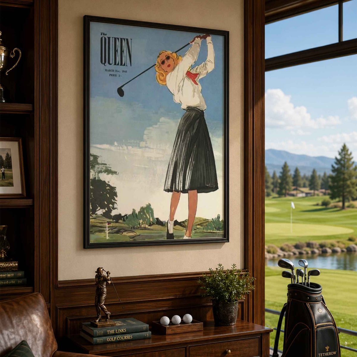 Vintage The Queen Magazine Vintage Golf Poster | Retro Golf Wall Art Decor