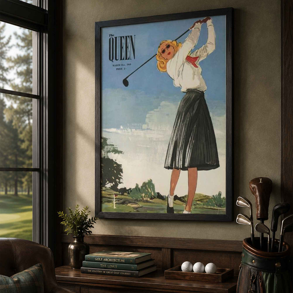 Vintage The Queen Magazine Vintage Golf Poster | Retro Golf Wall Art Decor