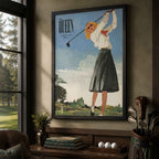 Vintage The Queen Magazine Vintage Golf Poster | Retro Golf Wall Art Decor