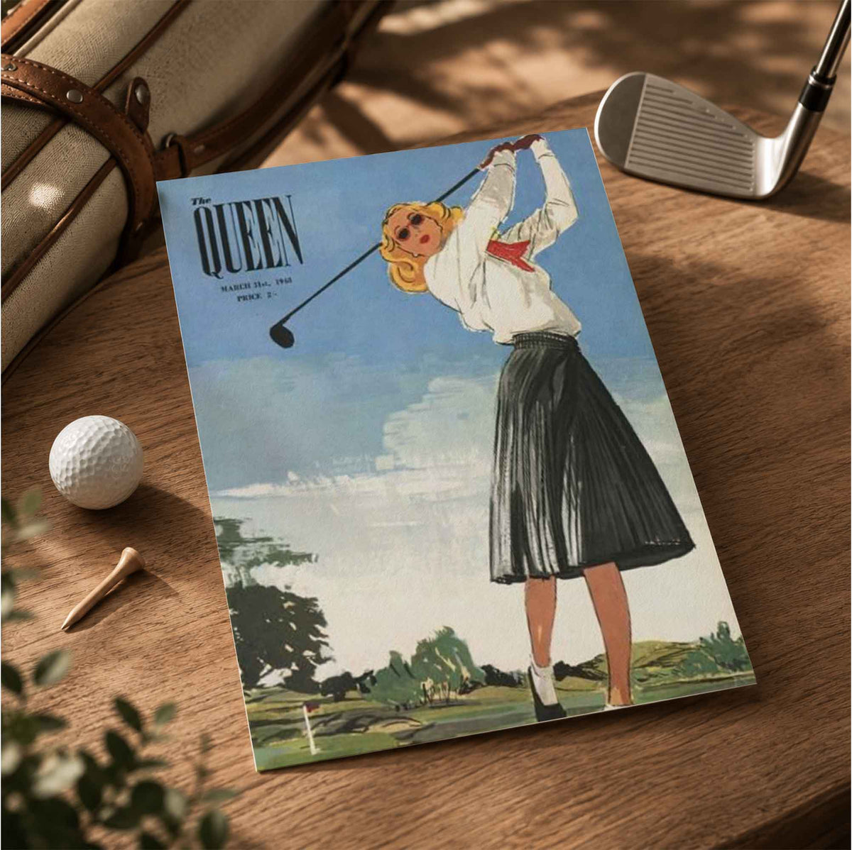 Vintage The Queen Magazine Vintage Golf Poster | Retro Golf Wall Art Decor