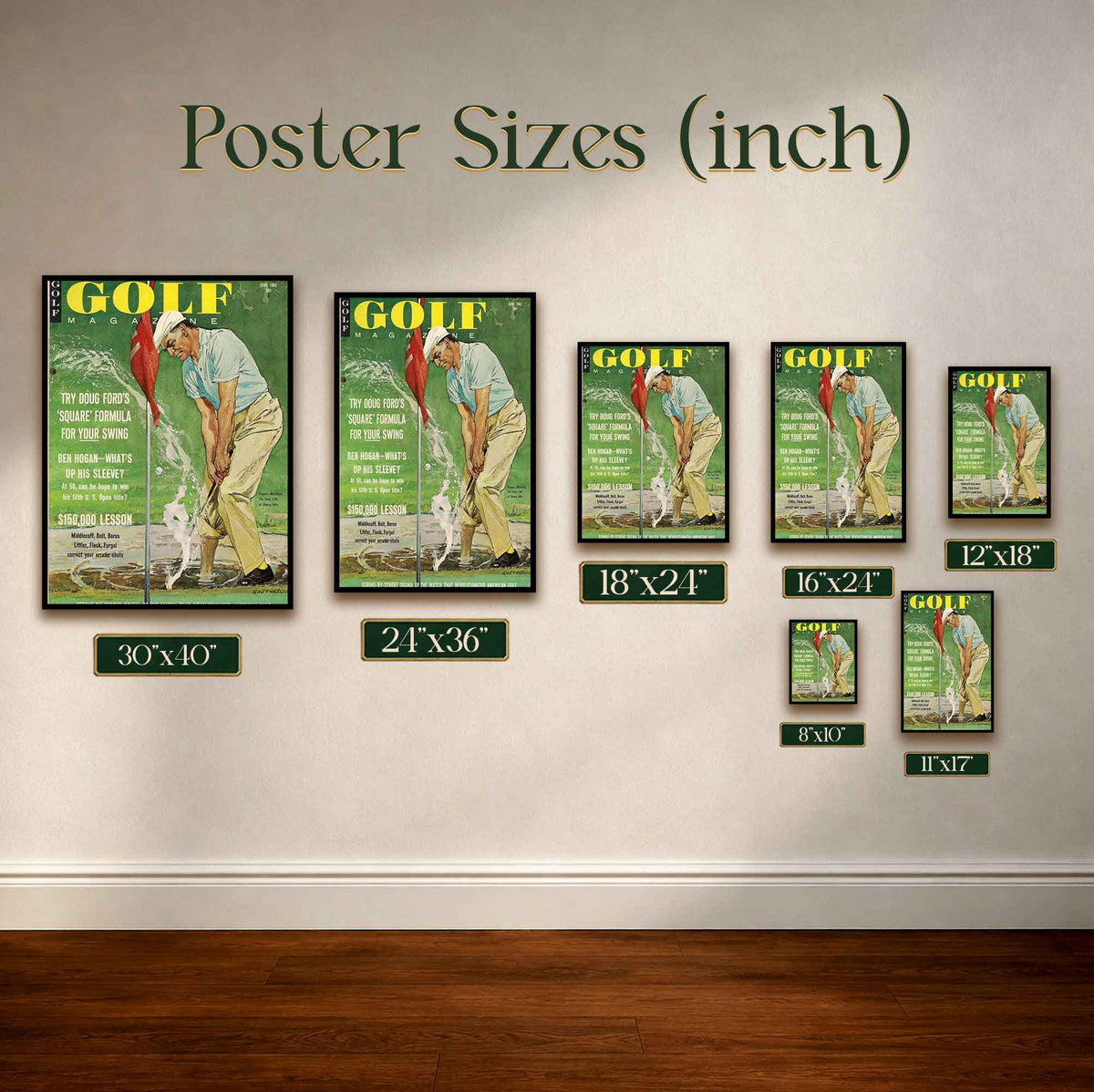 Vintage Ben Hogan Water Shot Vintage Golf Poster | Retro Golf Wall Art Decor