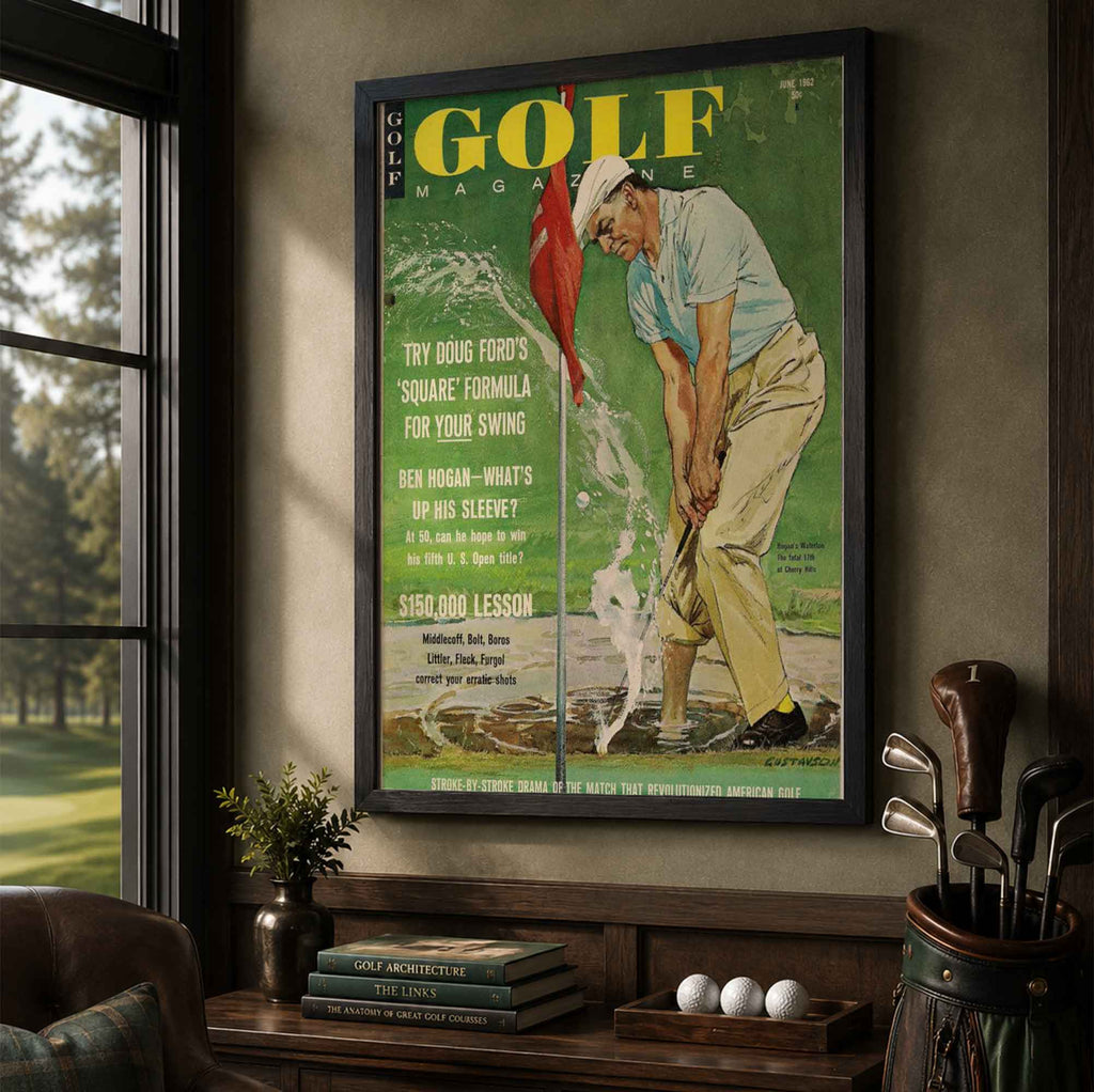 Vintage Ben Hogan Water Shot Vintage Golf Poster | Retro Golf Wall Art Decor