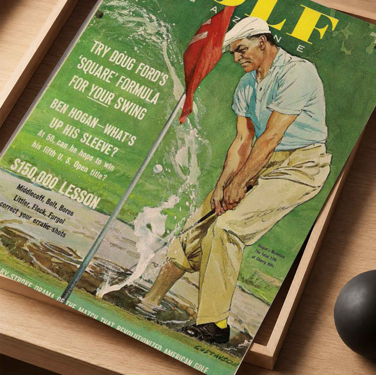 Vintage Ben Hogan Water Shot Vintage Golf Poster | Retro Golf Wall Art Decor