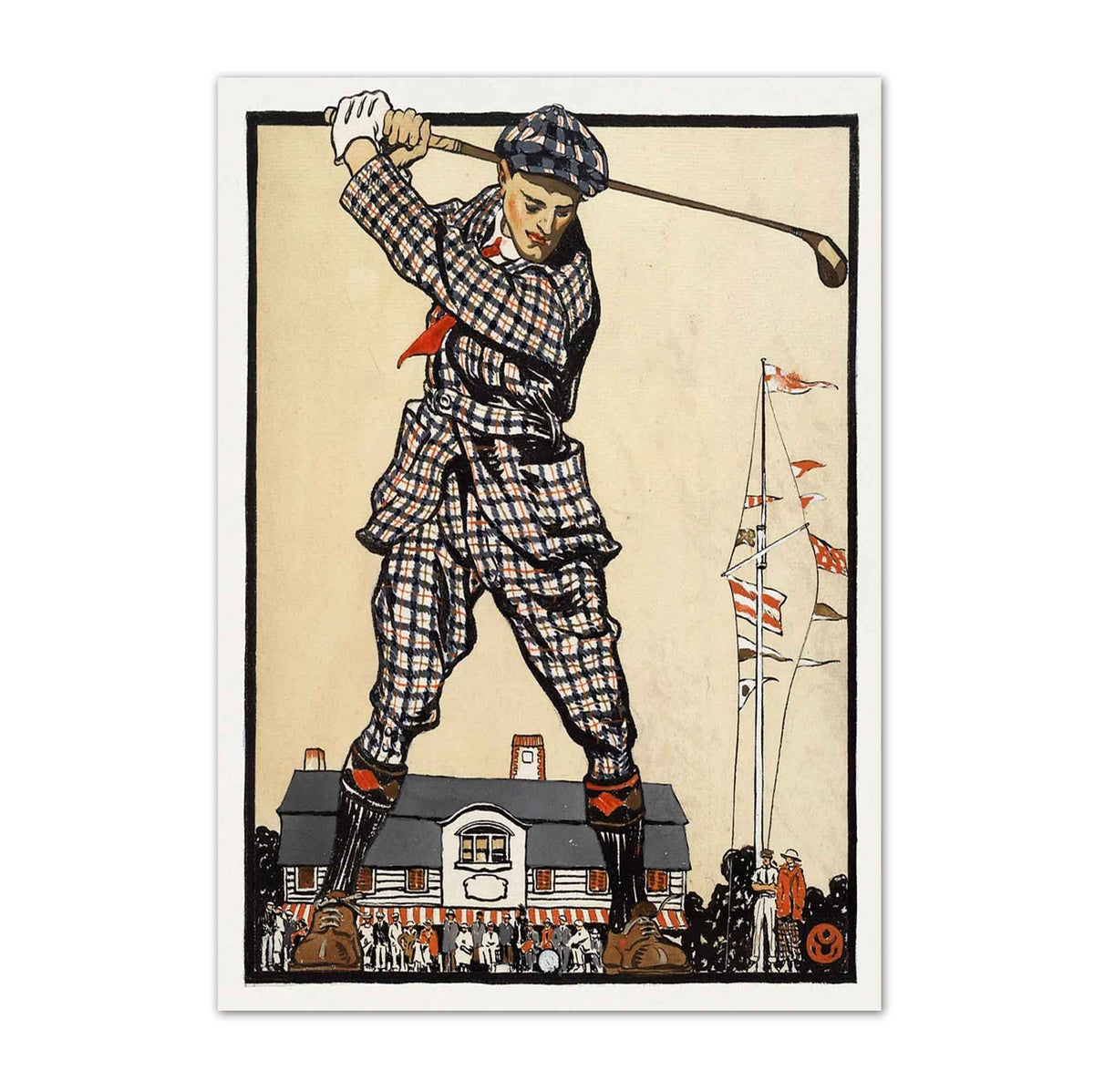 Vintage Plaid Suit Golfer vintage golf poster, retro golf wall art