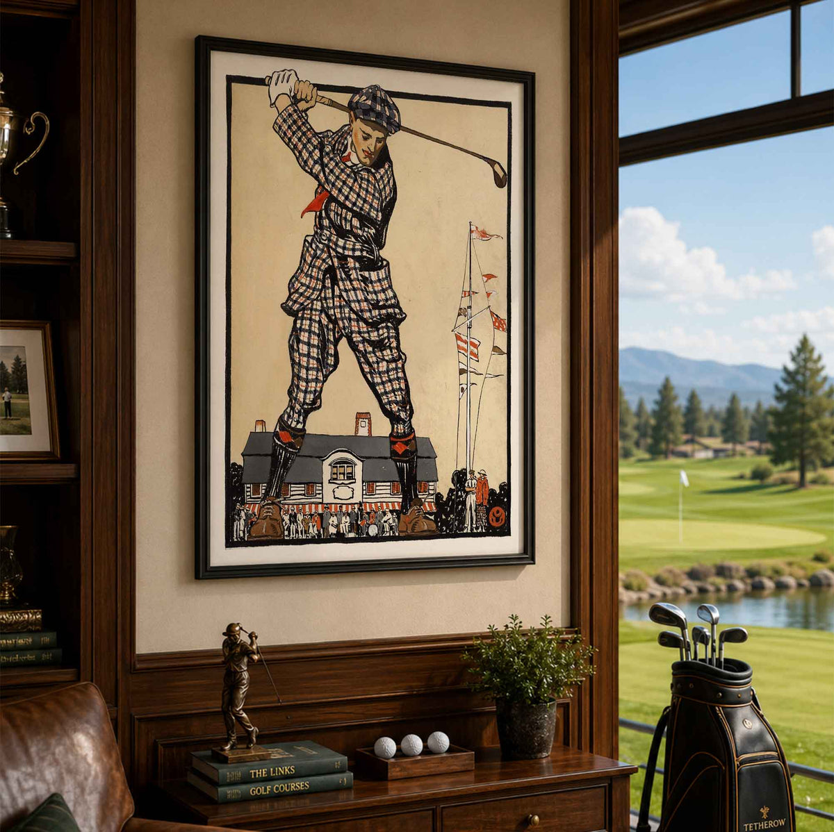 Vintage Plaid Suit Golfer Vintage Golf Poster | Retro Golf Wall Art Decor