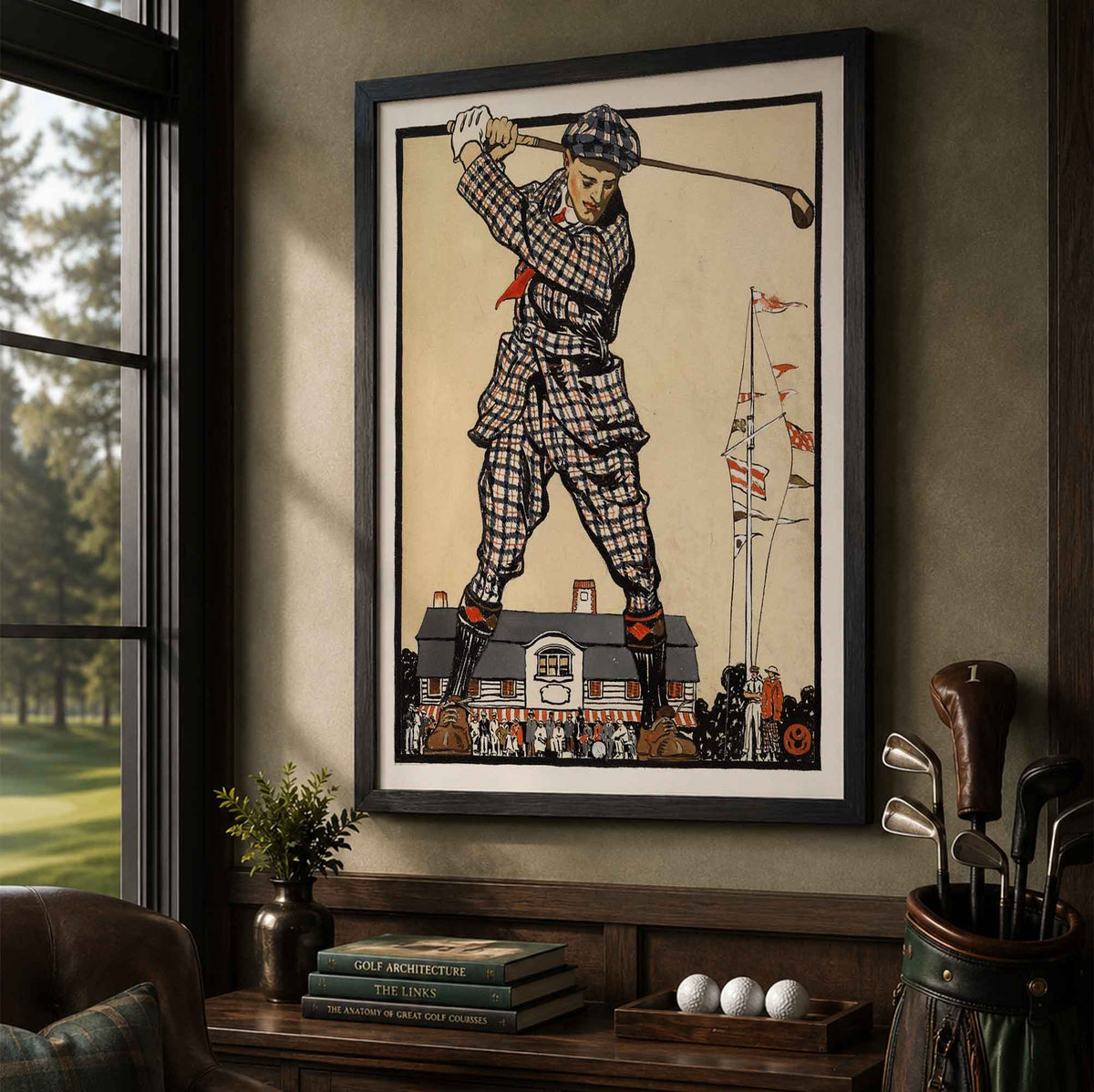 Vintage Plaid Suit Golfer Vintage Golf Poster | Retro Golf Wall Art Decor