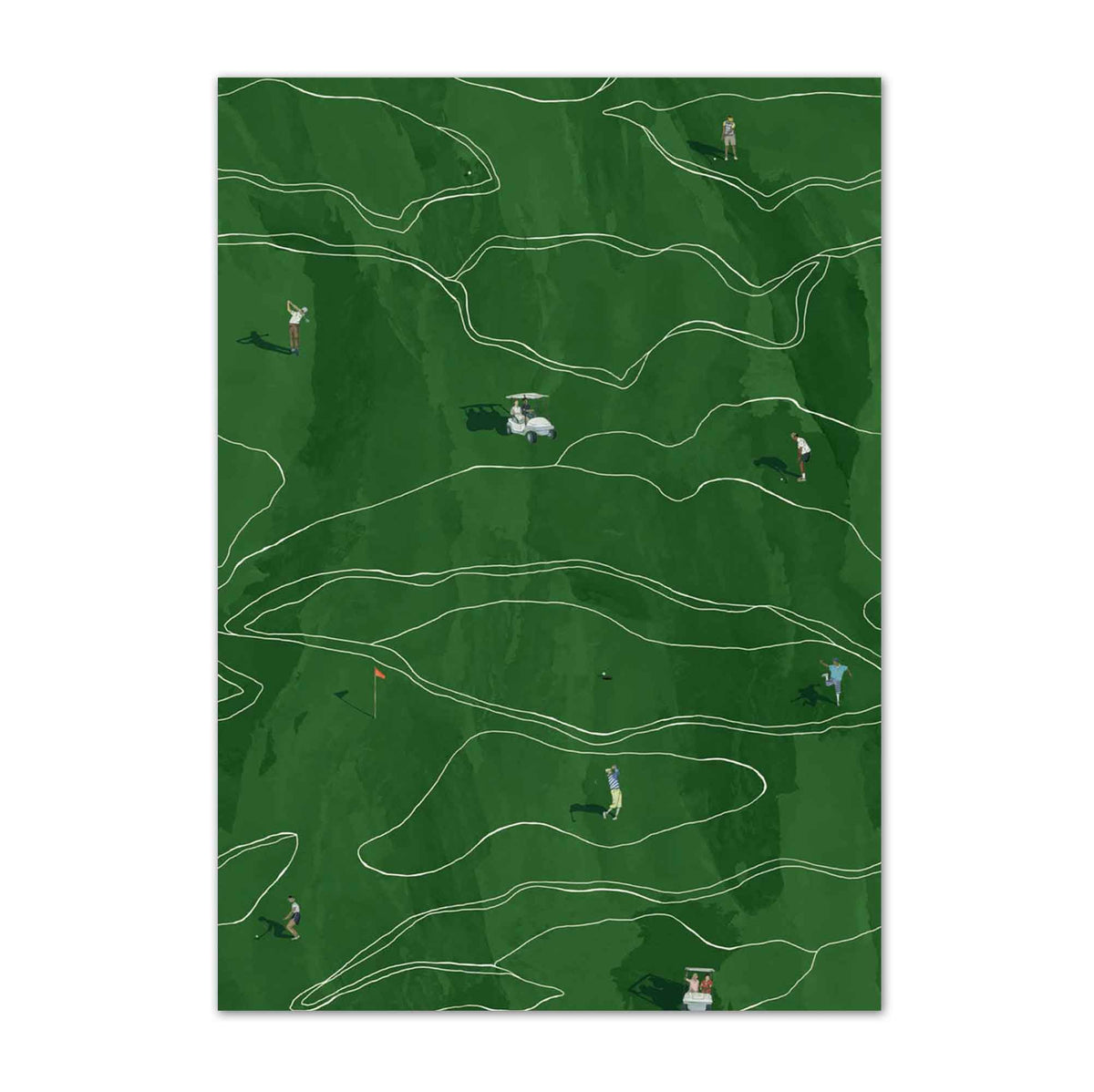 Minimalist Green Golf Course vintage golf poster, retro golf wall art
