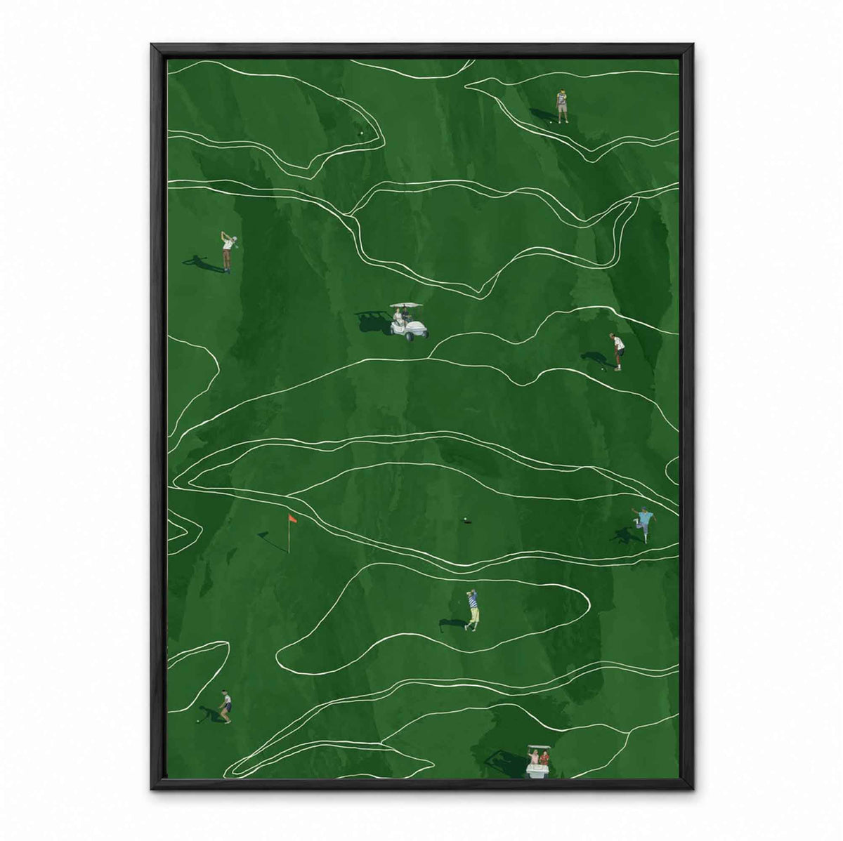 Minimalist Green Golf Course retro golf art print
