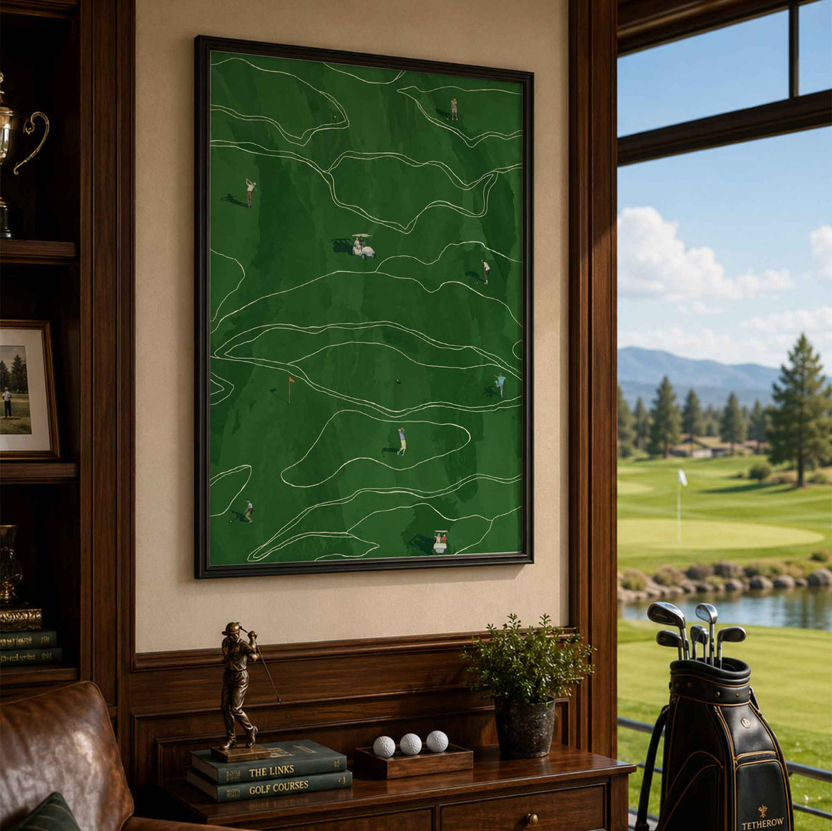 Minimalist Green Golf Course Vintage Golf Poster | Retro Golf Wall Art Decor