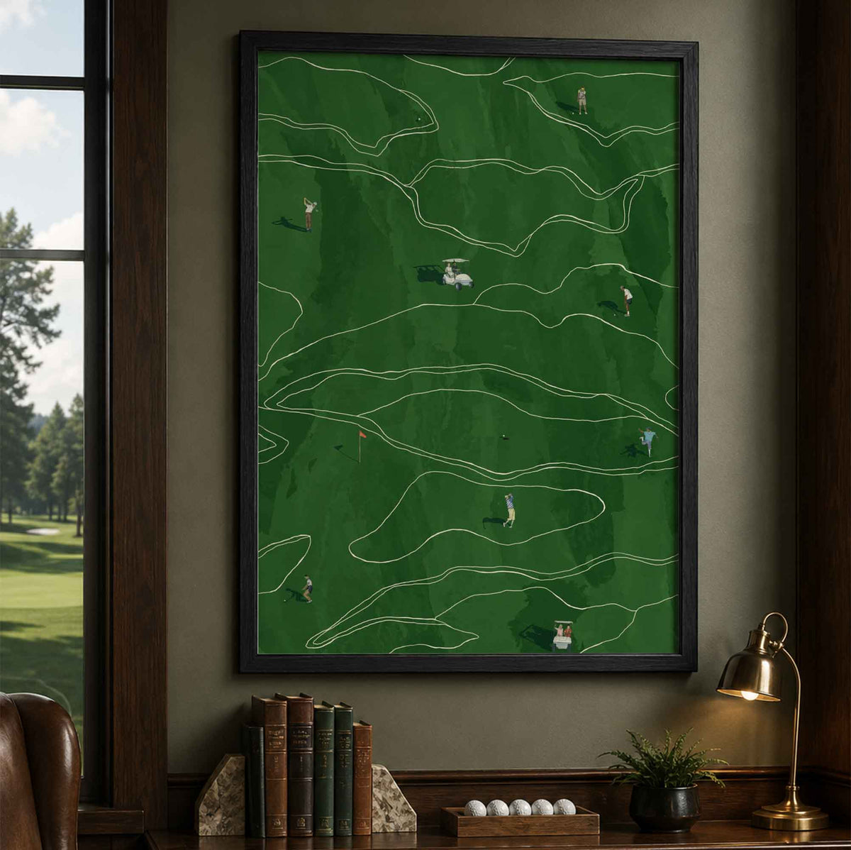 Minimalist Green Golf Course Vintage Golf Poster | Retro Golf Wall Art Decor