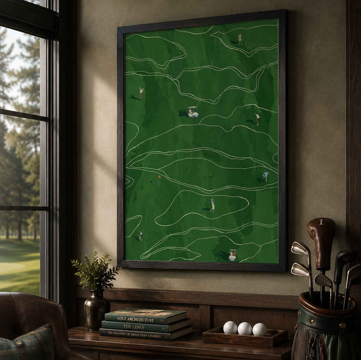 Minimalist Green Golf Course Vintage Golf Poster | Retro Golf Wall Art Decor