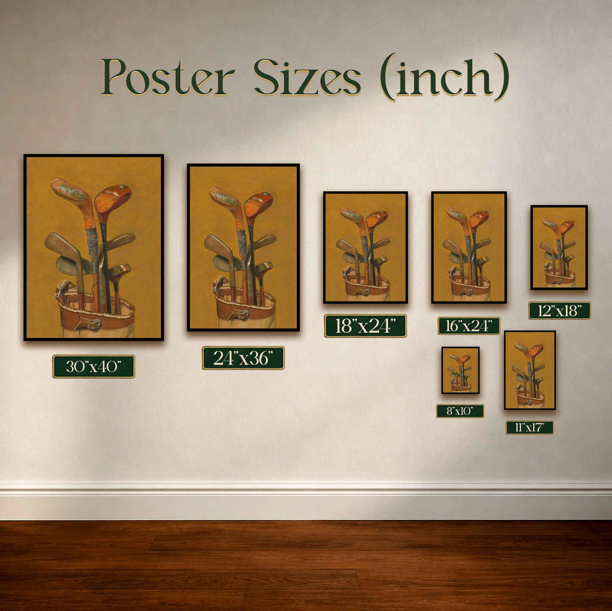 Vintage Hickory Golf Clubs Vintage Golf Poster | Retro Golf Wall Art Decor