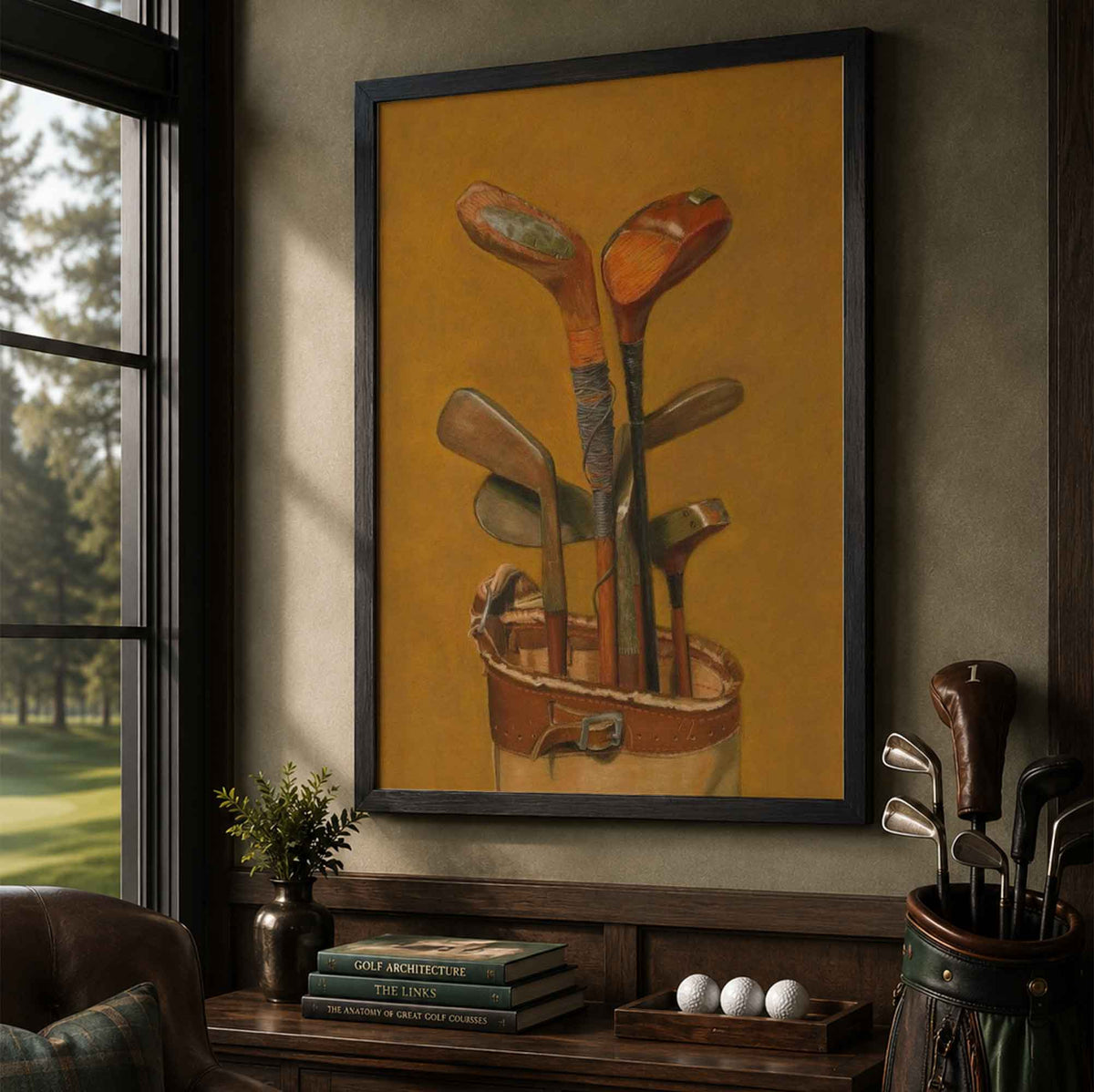 Vintage Hickory Golf Clubs Vintage Golf Poster | Retro Golf Wall Art Decor