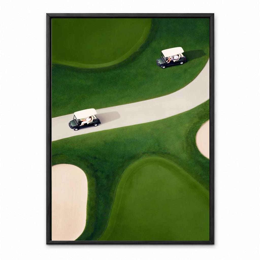 Aerial View Golf Carts retro golf art print