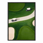 Aerial View Golf Carts retro golf art print