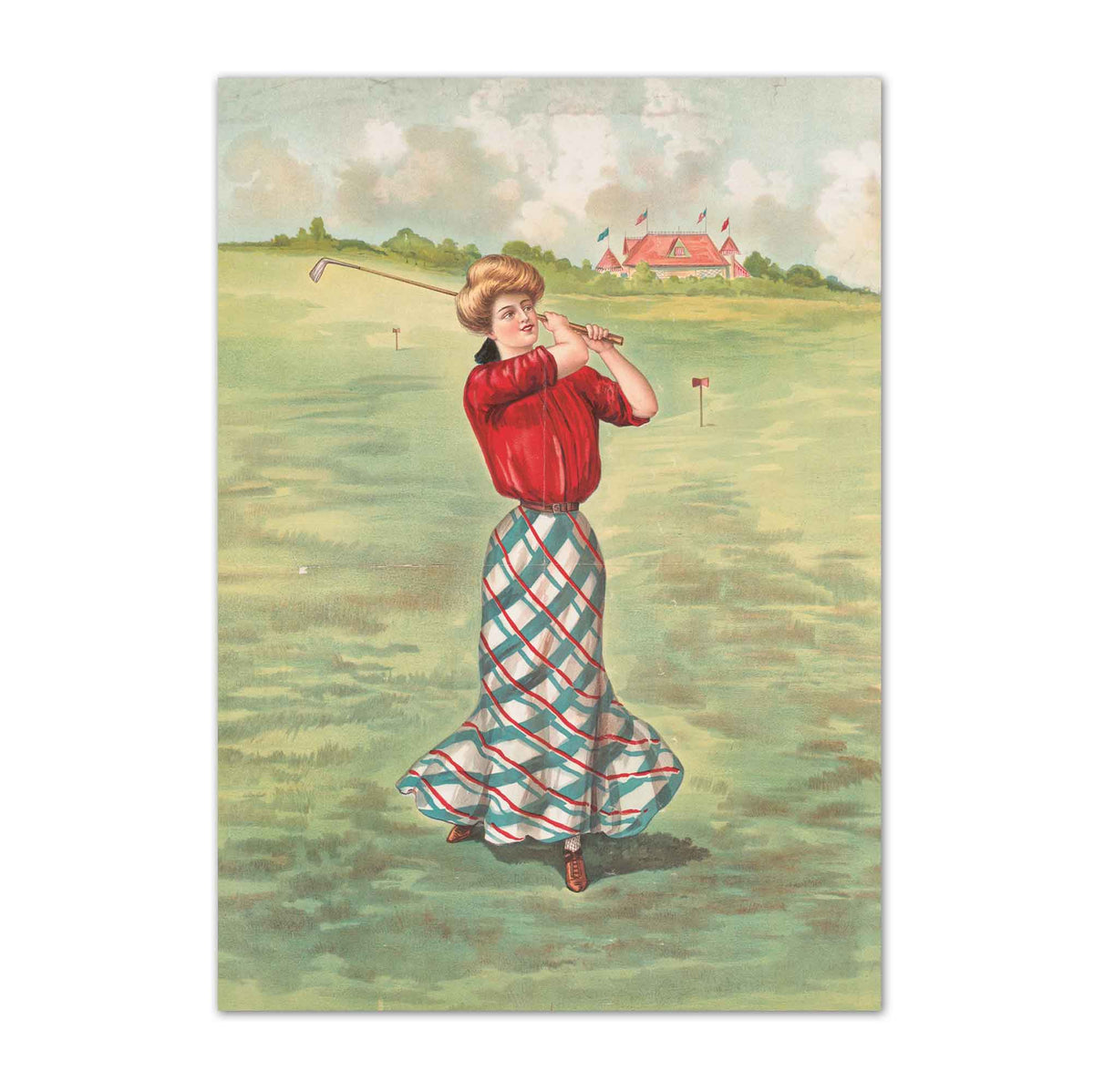 Vintage Gibson Girl vintage golf poster, retro golf wall art
