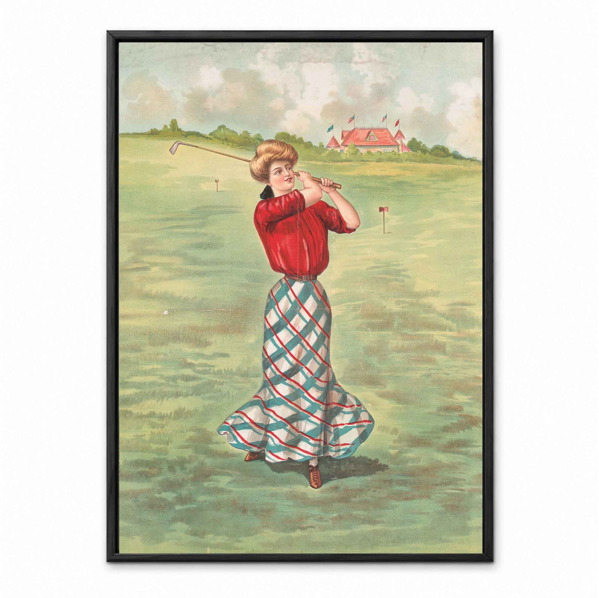 Vintage Gibson Girl retro golf art print