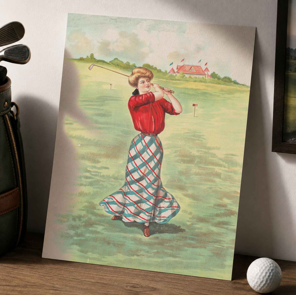Vintage Gibson Girl Vintage Golf Poster | Retro Golf Wall Art Decor