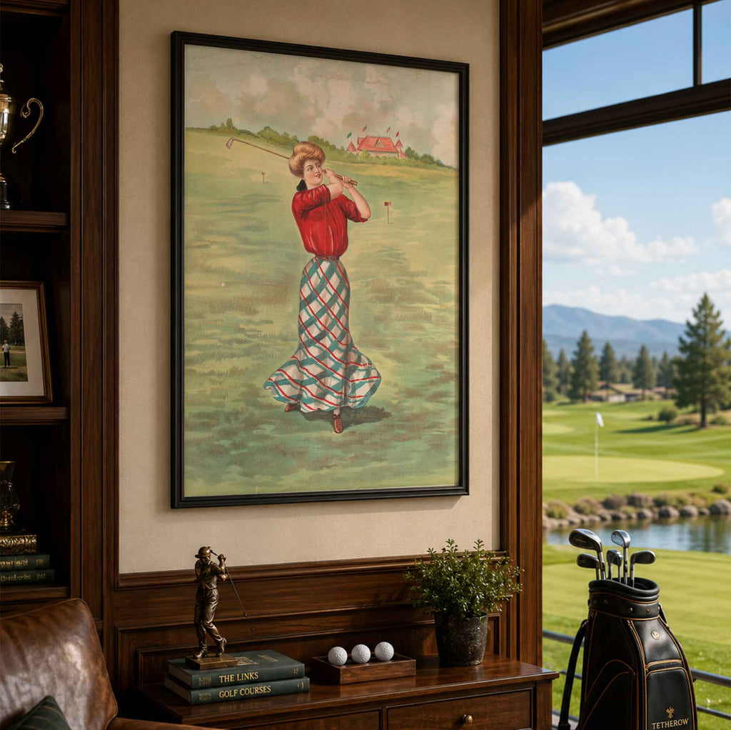 Vintage Gibson Girl Vintage Golf Poster | Retro Golf Wall Art Decor