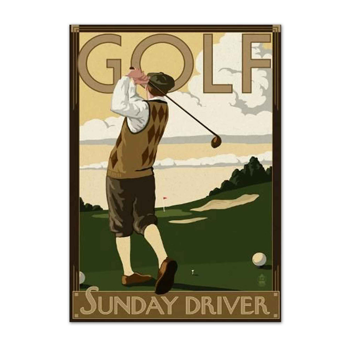 Vintage Sunday Driver vintage golf poster, retro golf wall art