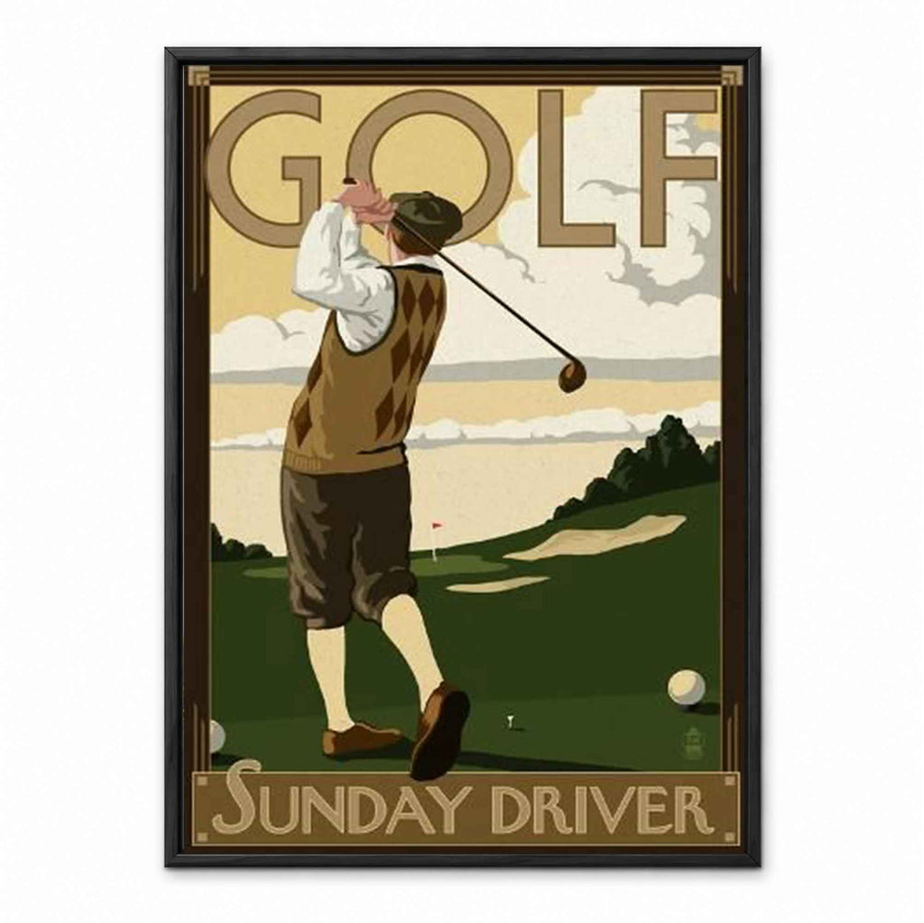 Vintage Sunday Driver retro golf art print