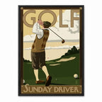 Vintage Sunday Driver retro golf art print
